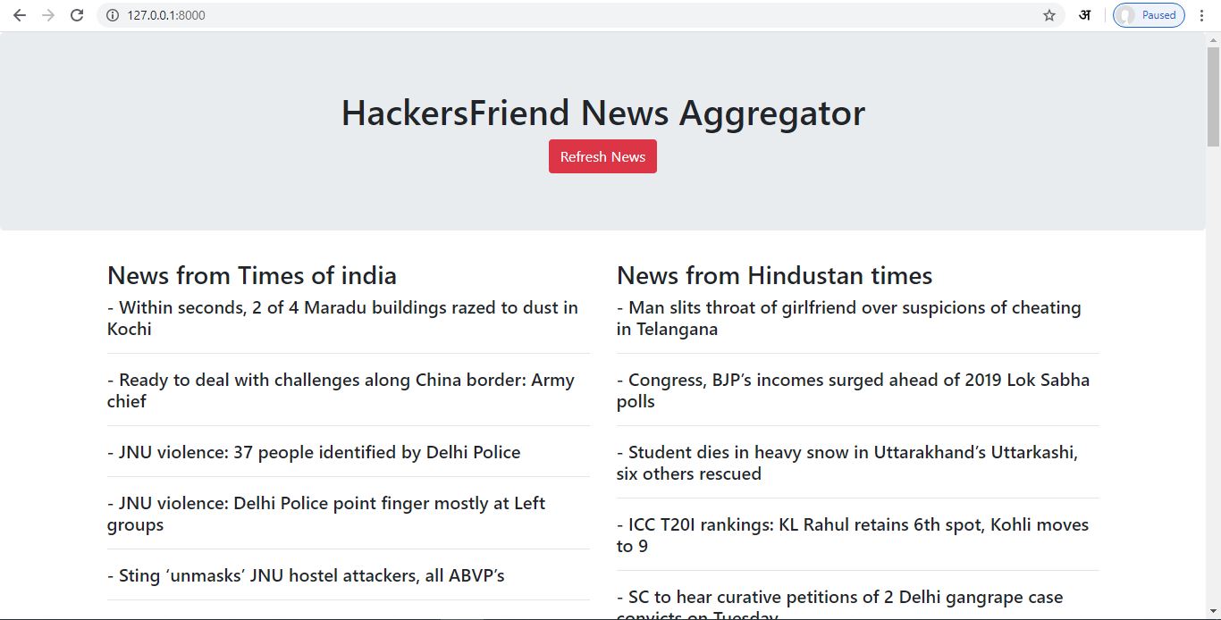 HackersFriend news aggregator homepage